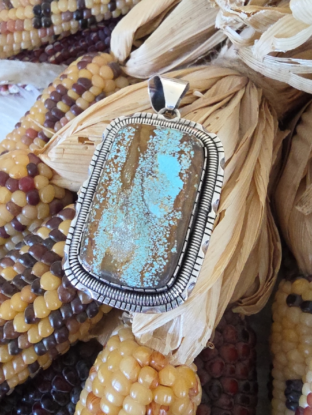 Large NWT Native American Navajo Turquoise Pendant By Walter Vandever 🩵🎁🤎